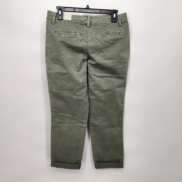 NWT Maurices Pale Olive Green Denim Slouchy Chino Rolled Cuff Pants Women's 3-4 - Picture 10 of 10